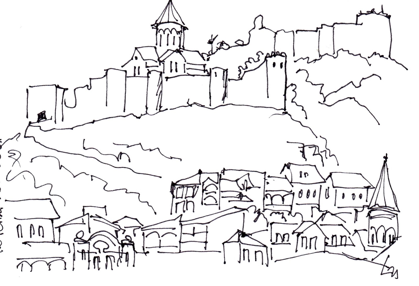 Рисунки крепости Нарикала в Тбилиси